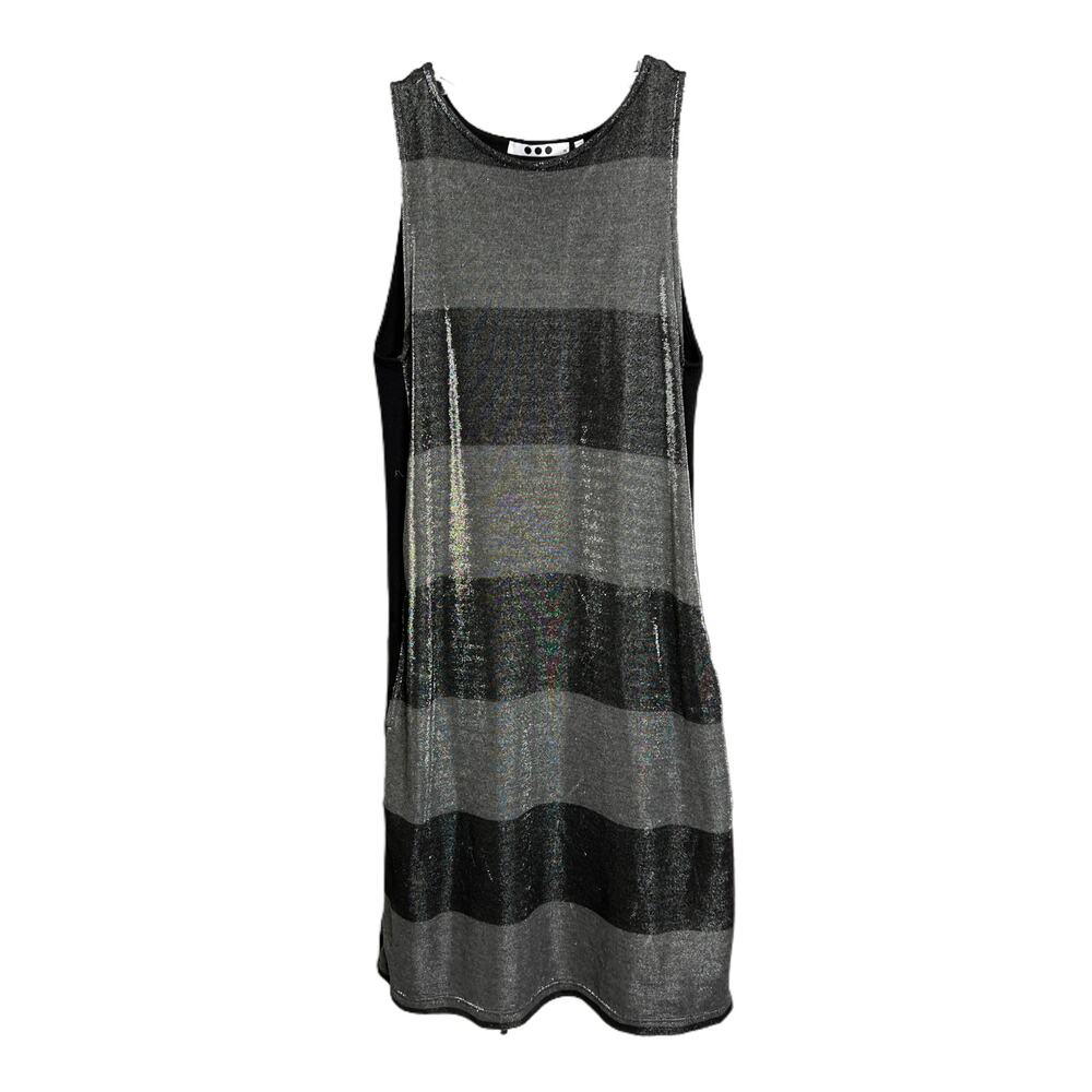 Three‎ Dots Women's Sz XS Jersey Dress Gray Shimmer Striped Sleeveless